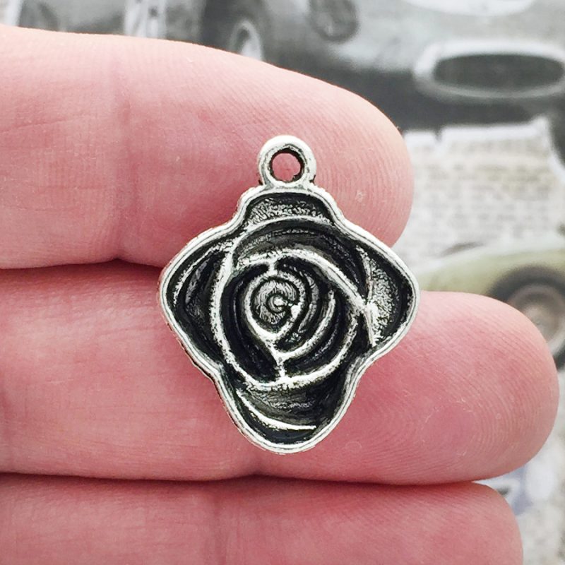 8 Rose Charm Flower Silver by TIJC SP0038 - Image 3
