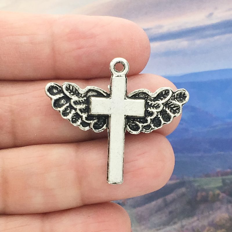 Angel Wings Cross Charm