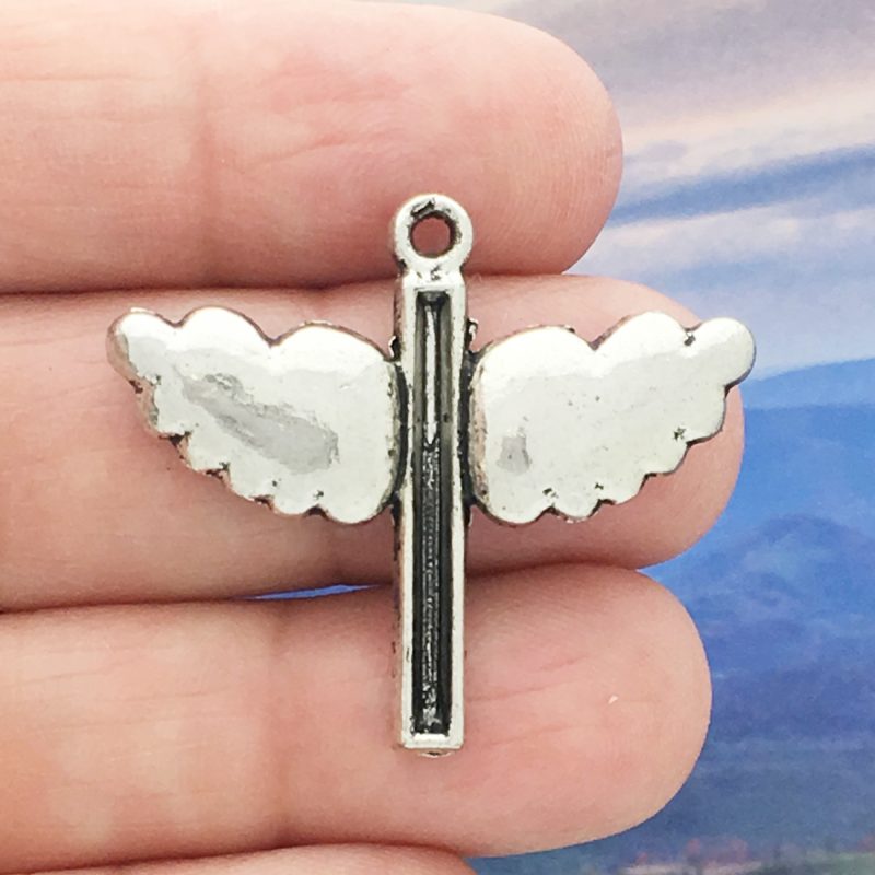 5 Angel Wing Cross Charm Silver by TIJC SP0255 - Image 2