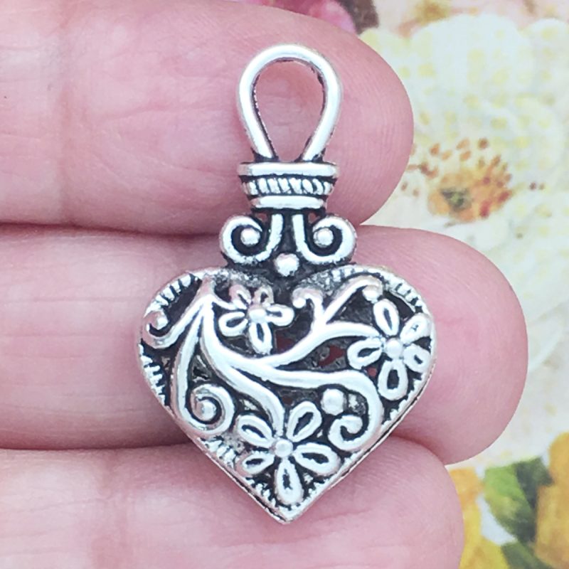 filigree heart charm