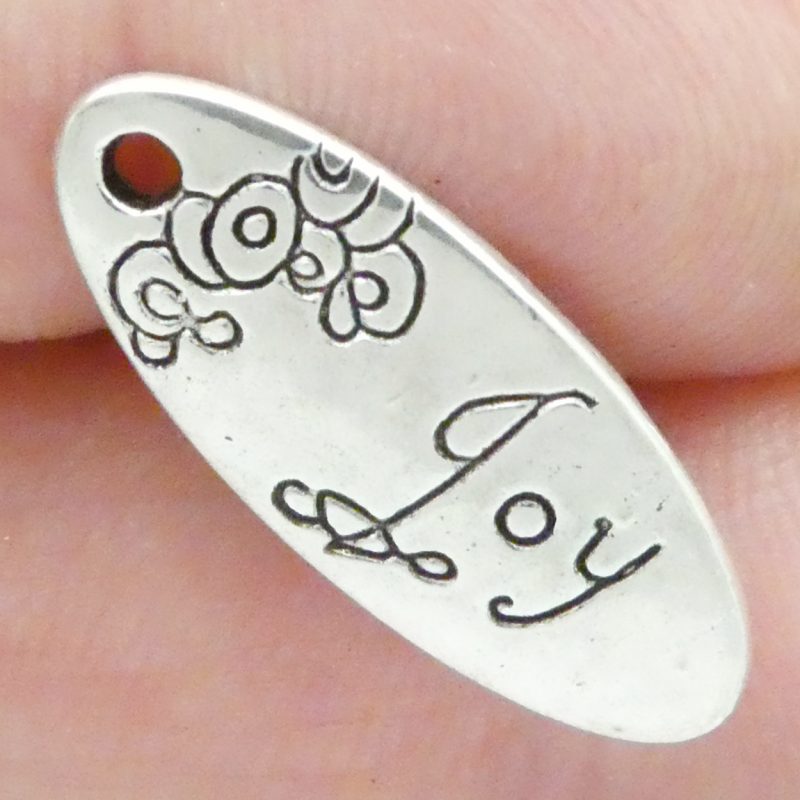6 Silver Joy Affirmation Charm Pendant 25x10mm by TIJC SP0272 - Image 4