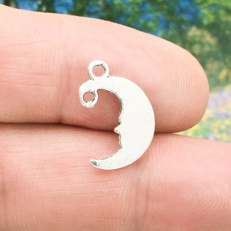 BULK 40 Crescent Moon Charm Silver by TIJC SP0313B - Image 2