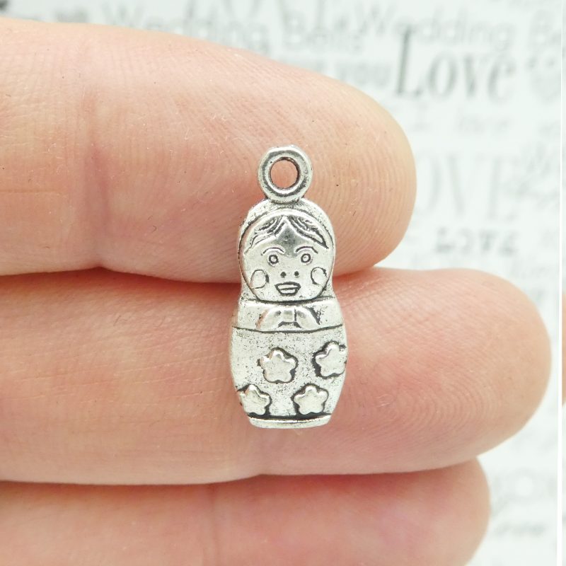 6 Silver Russian Doll Charm Pendant by TIJC SP0421