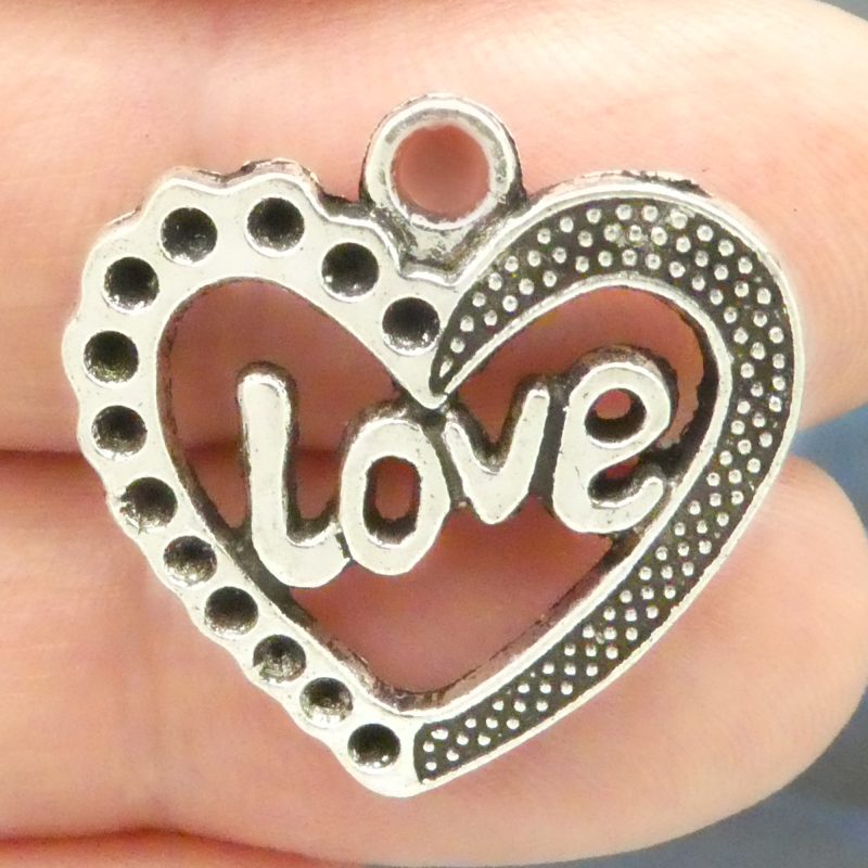 silver love heart charm