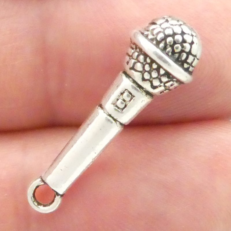 Silver Microphone Charm