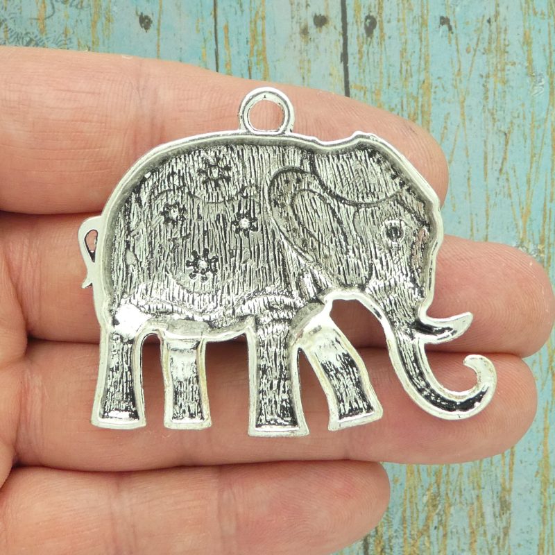 1 Elephant Charm Pendant Silver by TIJC SP0608 - Image 3