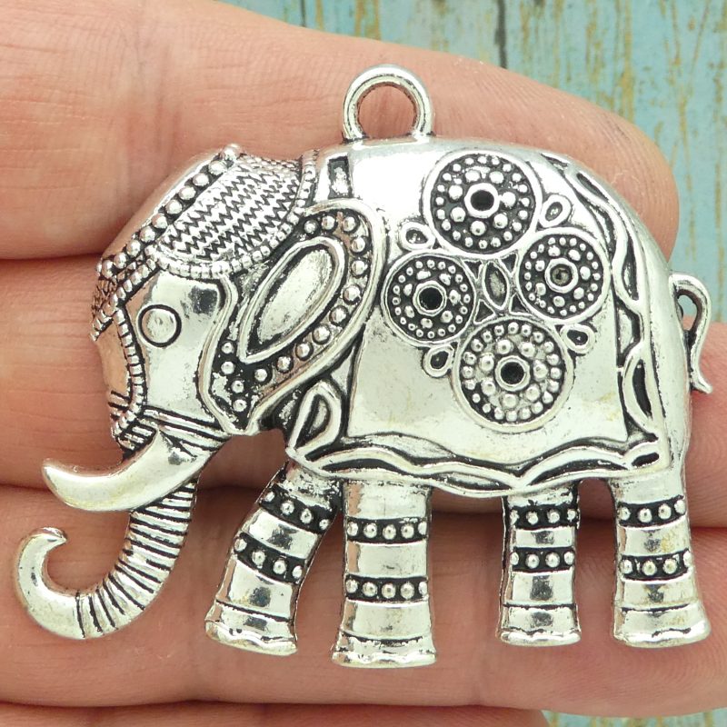 1 Elephant Charm Pendant Silver by TIJC SP0608 - Image 2