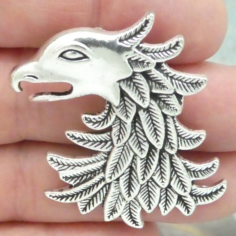 2 Silver Griffin Charm Pendant 44x40mm by TIJC SP0635 - Image 5