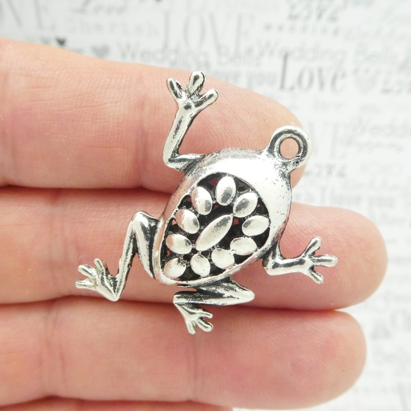 1 Silver Frog Charm by TIJC SP0650 - Image 2