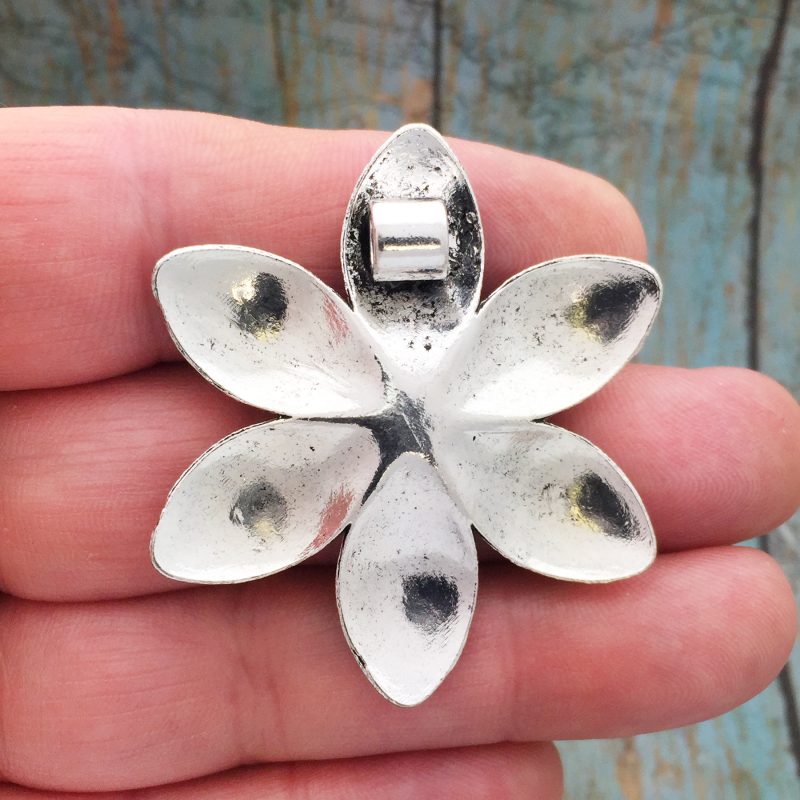 1 Flower Charm Pendant Silver by TIJC SP0654 - Image 2