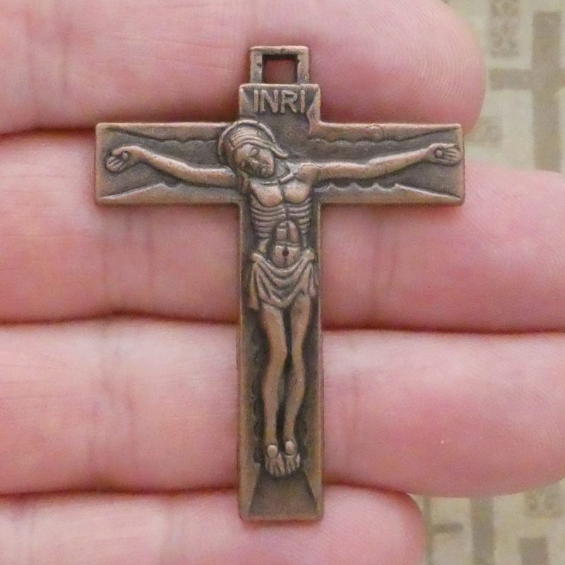 copper crucifix for rosary