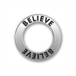 5 Silver Affirmation Ring Believe Charm 22mm by TIJC SP0728
