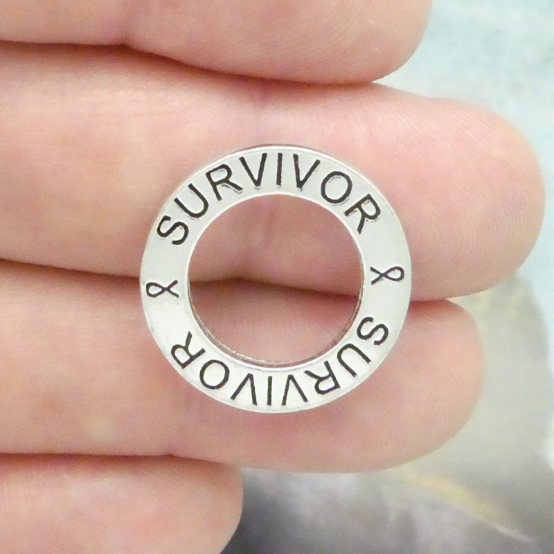 5 Silver Affirmation Ring Survivor Charm 22mm by TIJC SP0729