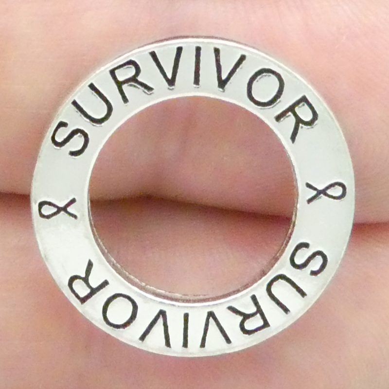 5 Silver Affirmation Ring Survivor Charm 22mm by TIJC SP0729 - Image 3