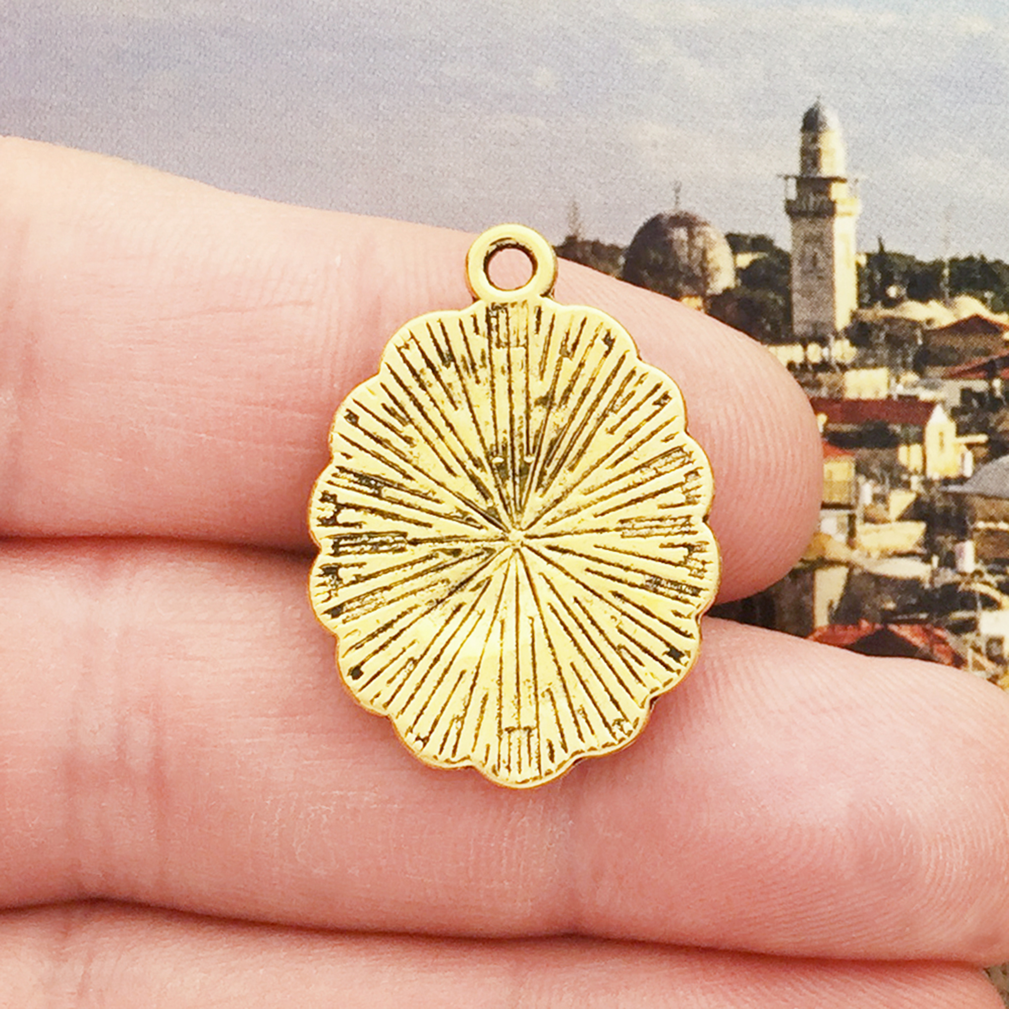 BULK 16 Praying Hands Charm Gold by TIJC SP0753B - Image 2