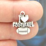 Silver I Love Football Charm