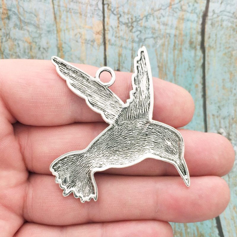 1 Silver Hummingbird Pendant Extra Large by TIJC SP0806 - Image 2