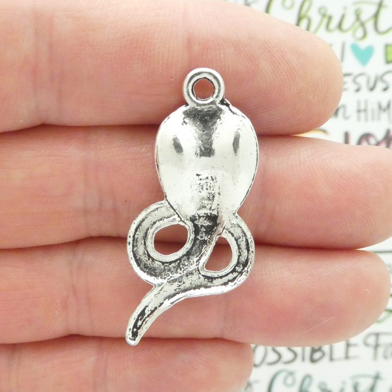 BULK 12 Silver King Cobra Charm Snake Pendant 41x19mm by TIJC SP0908B - Image 2
