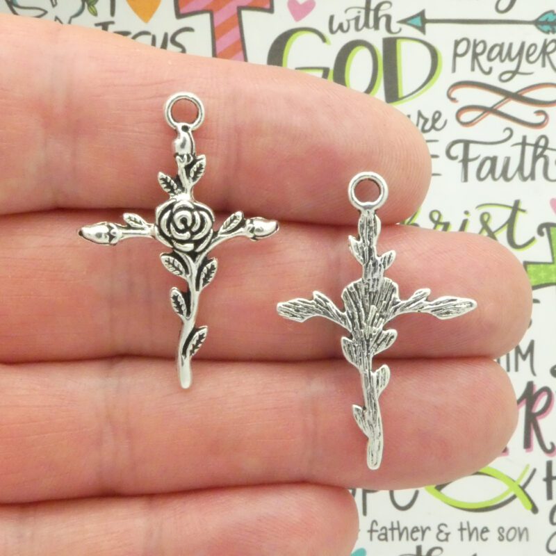 rose cross pendants for jewelry making