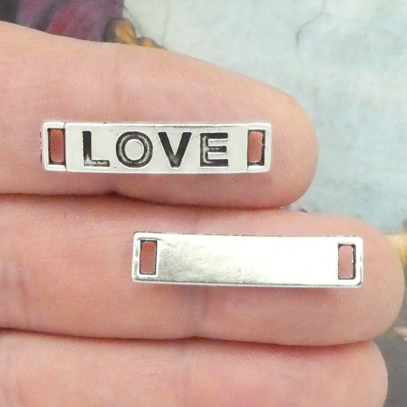 BULK 30 Silver Affirmation Love Charm Bracelet Connector 27x5mm by TIJC SP0927B - Image 5