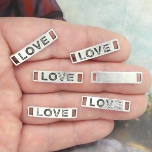 BULK 30 Silver Affirmation Love Charm Bracelet Connector 27x5mm by TIJC SP0927B