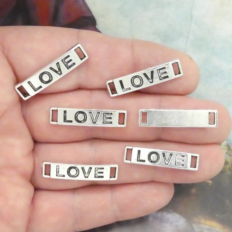 BULK 30 Silver Affirmation Love Charm Bracelet Connector 27x5mm by TIJC SP0927B