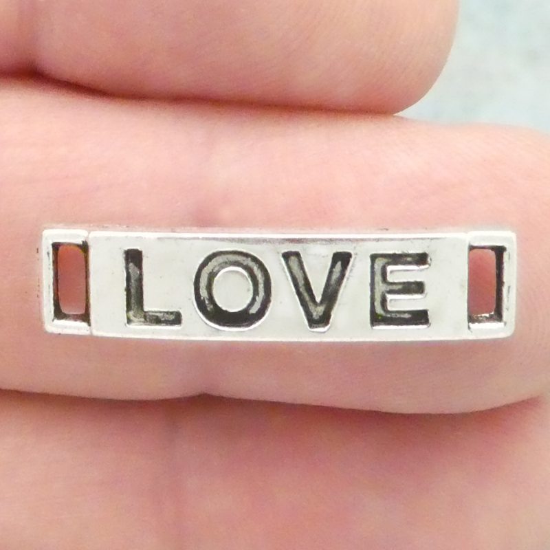 BULK 30 Silver Affirmation Love Charm Bracelet Connector 27x5mm by TIJC SP0927B - Image 4