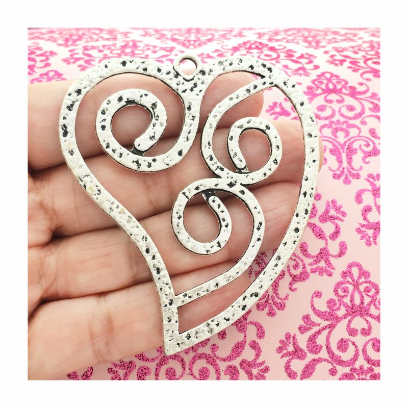 silver open heart pendant