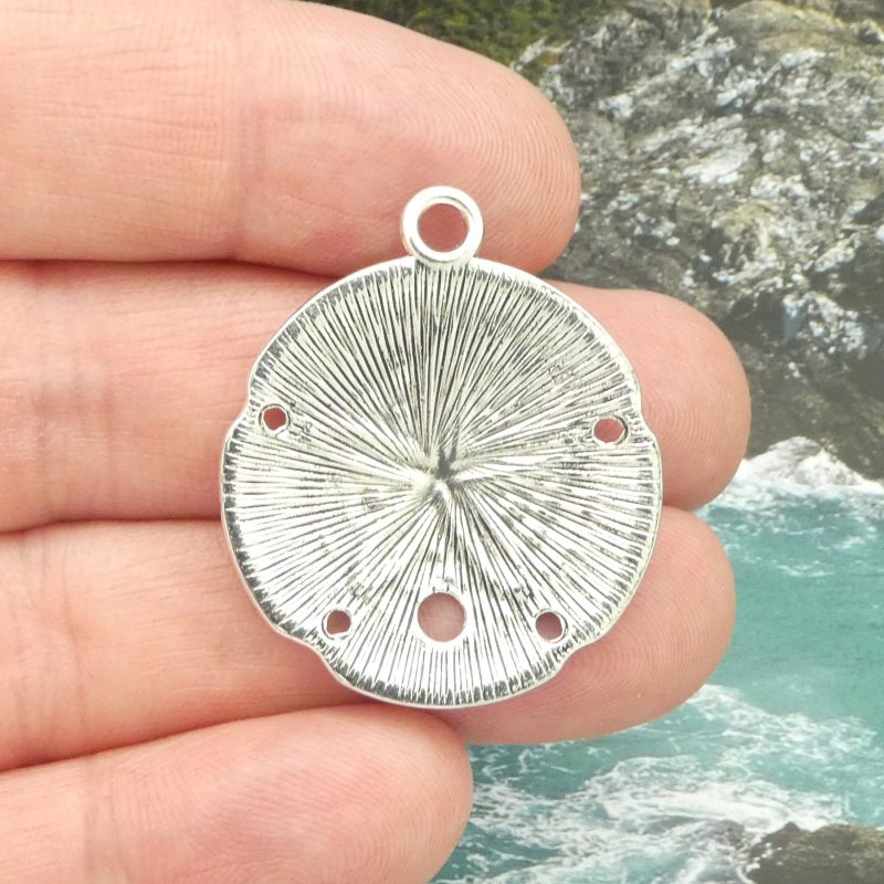 2 Silver Sand Dollar Charm Pendant by TIJC SP1002 - Image 4