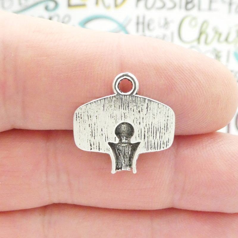 BULK 20 Basketball Backboard Charm Silver 20x20mm by TIJC SP1020B - Image 4