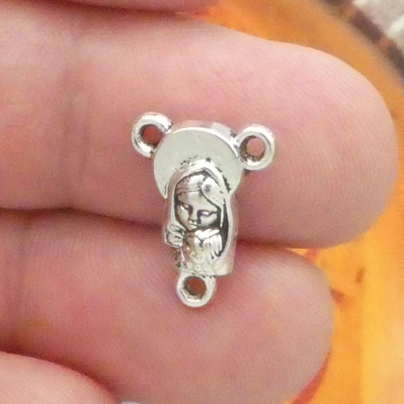 BULK 50 Sacred Heart of Jesus Rosary Center Silver by TIJC SP1041B - Image 4