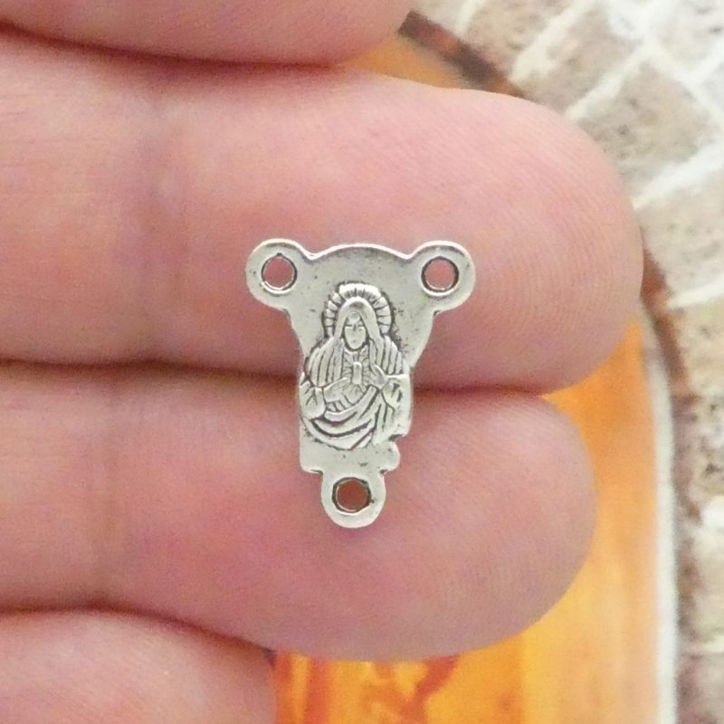 BULK 50 Sacred Heart of Jesus Rosary Center Silver by TIJC SP1041B - Image 5