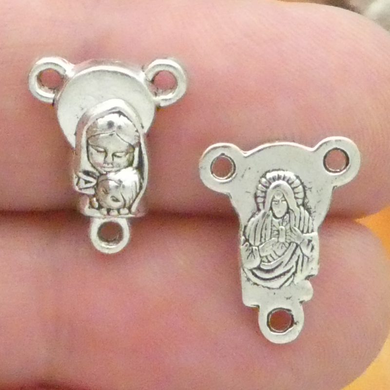 BULK 50 Sacred Heart of Jesus Rosary Center Silver by TIJC SP1041B - Image 3