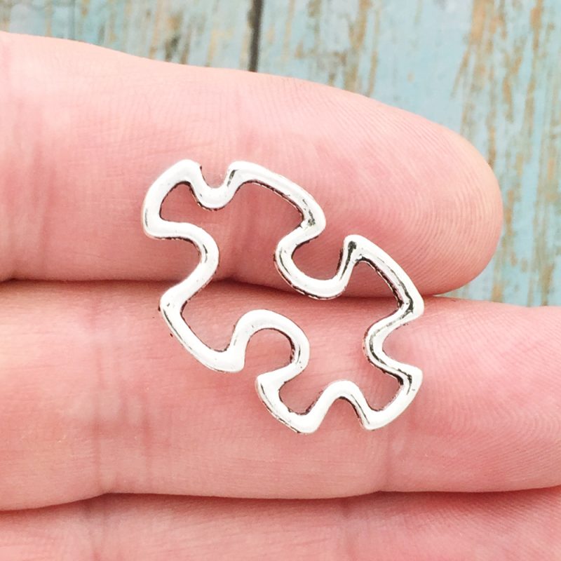 8 Autism Puzzle Charm Silver by TIJC SP1101 - Image 3