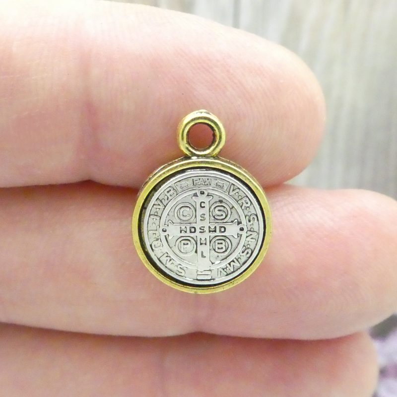 2 Silver St Benedict Charm in Gold Bezel 19x15mm by TIJC SP1109 - Image 4