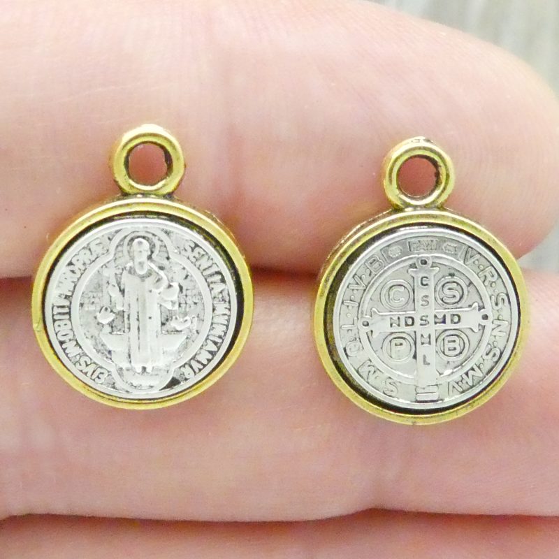 2 Silver St Benedict Charm in Gold Bezel 19x15mm by TIJC SP1109 - Image 2