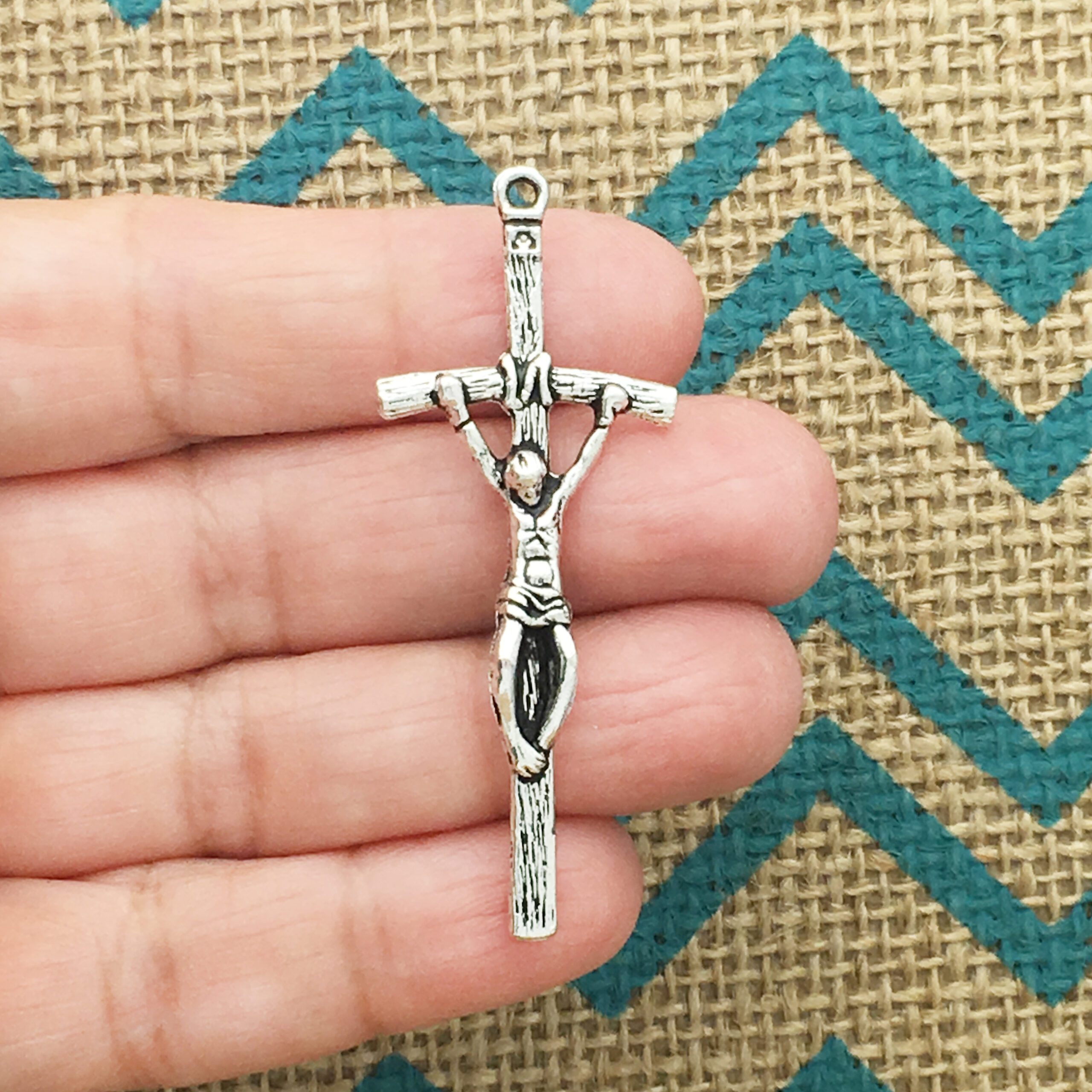 BULK 12 Silver Papal Crucifix Cross Charm Pendant by TIJC SP1110B