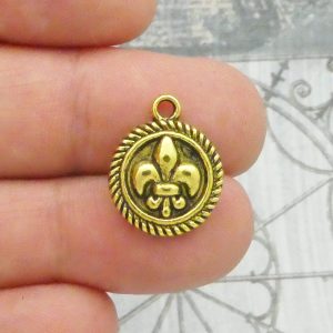 gold fleur de lis charms for jewelry making