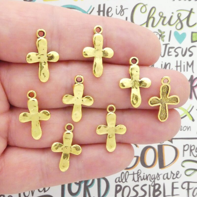 small gold cross charms bulk