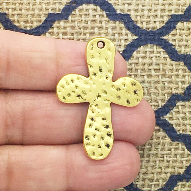 Hammered Cross Charms Bulk
