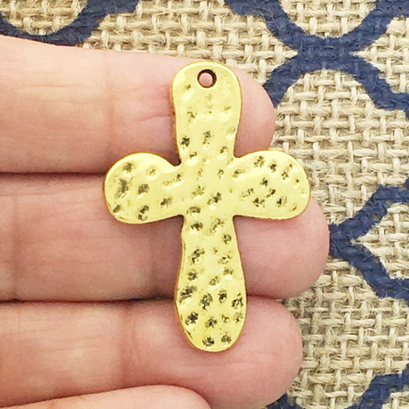 hammered cross charms bulk