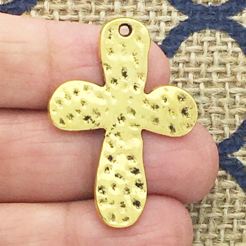 hammered cross charms for jewelry making