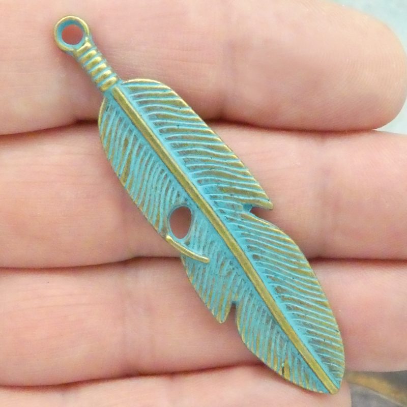 Gold Feather Charms for Jewelry Making