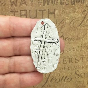 Silver Hammered Cross Pendant