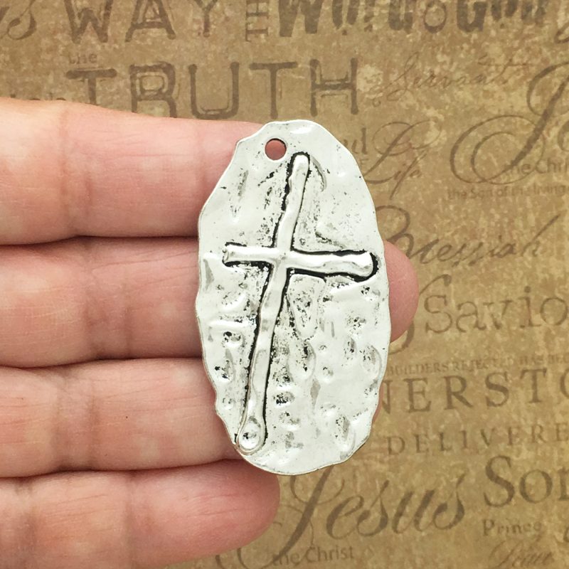 Silver Hammered Cross Pendant