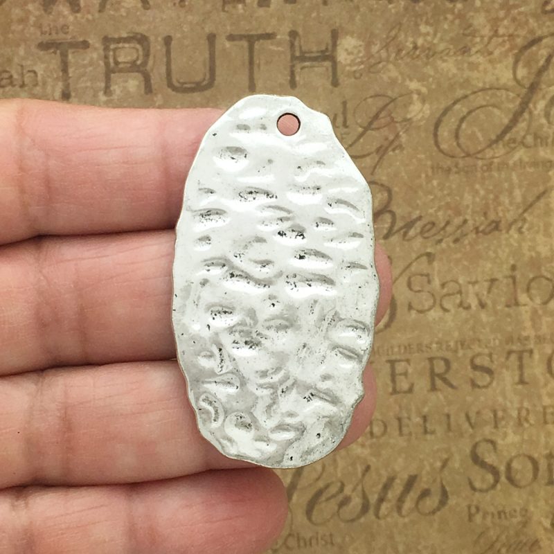 BULK 6 Hammered Cross Charm Pendant Silver by TIJC SP1250B - Image 2