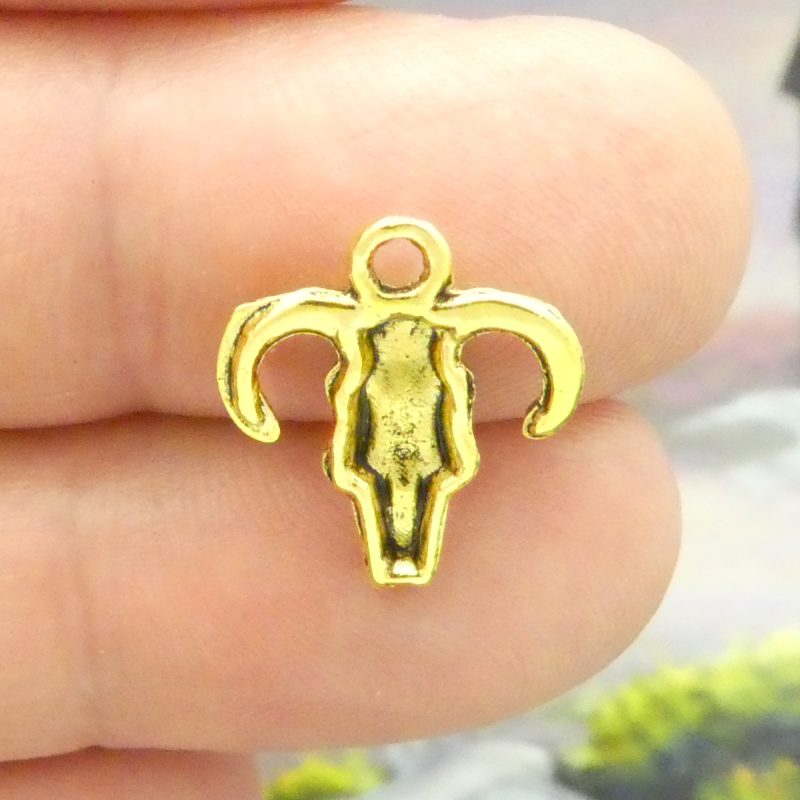 15 Cow Skull Charm Gold 17x14mm by TIJC SP1254 - Image 3