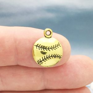 gold baseball charms bulk