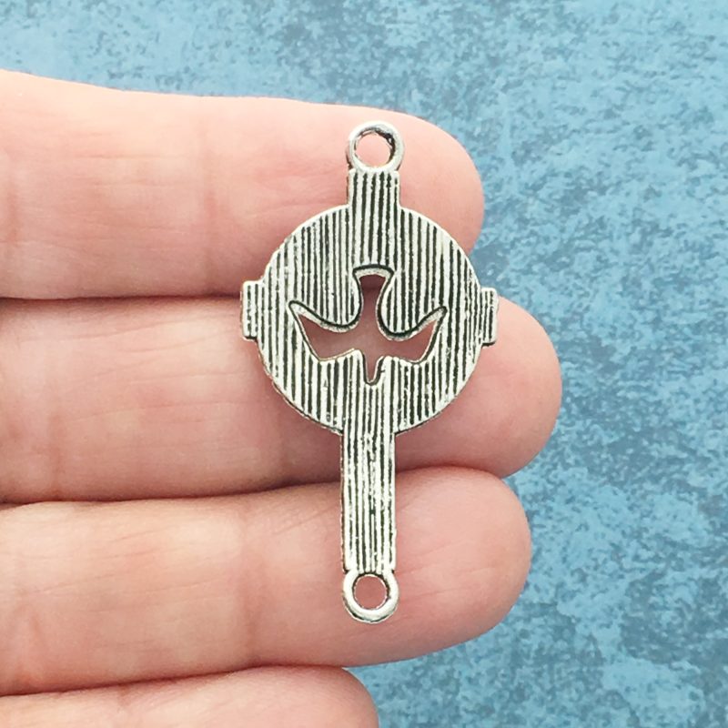 5 Sideways Cross Charm Bracelet Connector Silver by TIJC SP1342 - Image 4