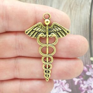 Caduceus charms for jewelry making